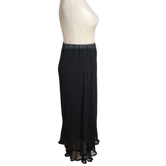 Jessica Black Maxi Skirt with Ruffled Velour Trim Hem - Picture 3 of 6